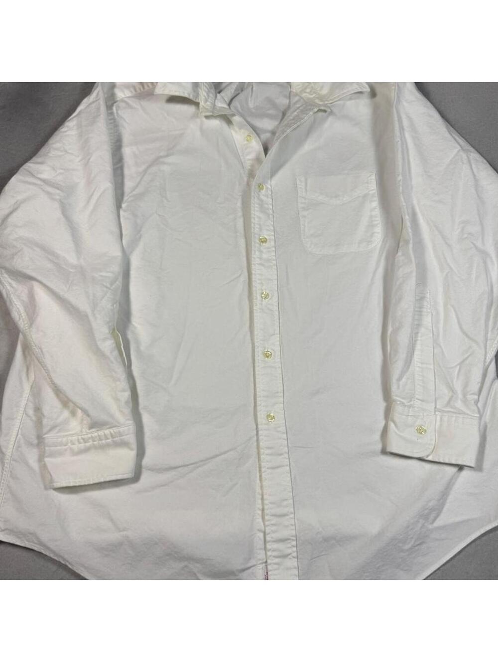 Vintage 90s Brooks Brothers Makers White Oxford Shirt 17.5 34 Made USA Supima